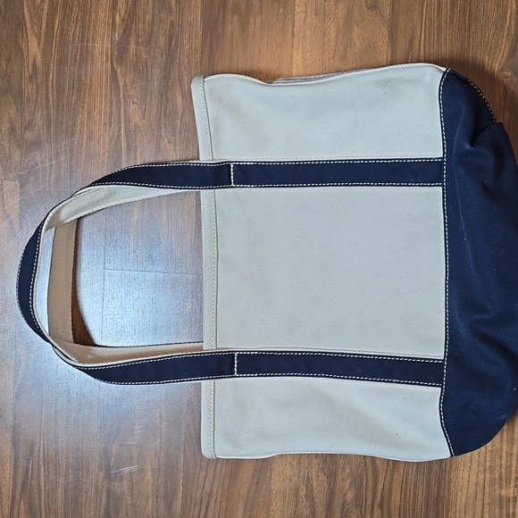 Lands' End Navy and Cream Medium Canvas Tote Bag "Save Water, Drink Margs" - Picture 4 of 10